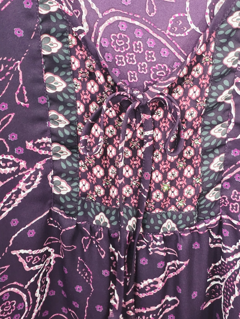 Dressbarn Purple Paisley Peasant Top - Picture 6 of 8